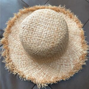 Straw Sun Hat with Frayed Brim